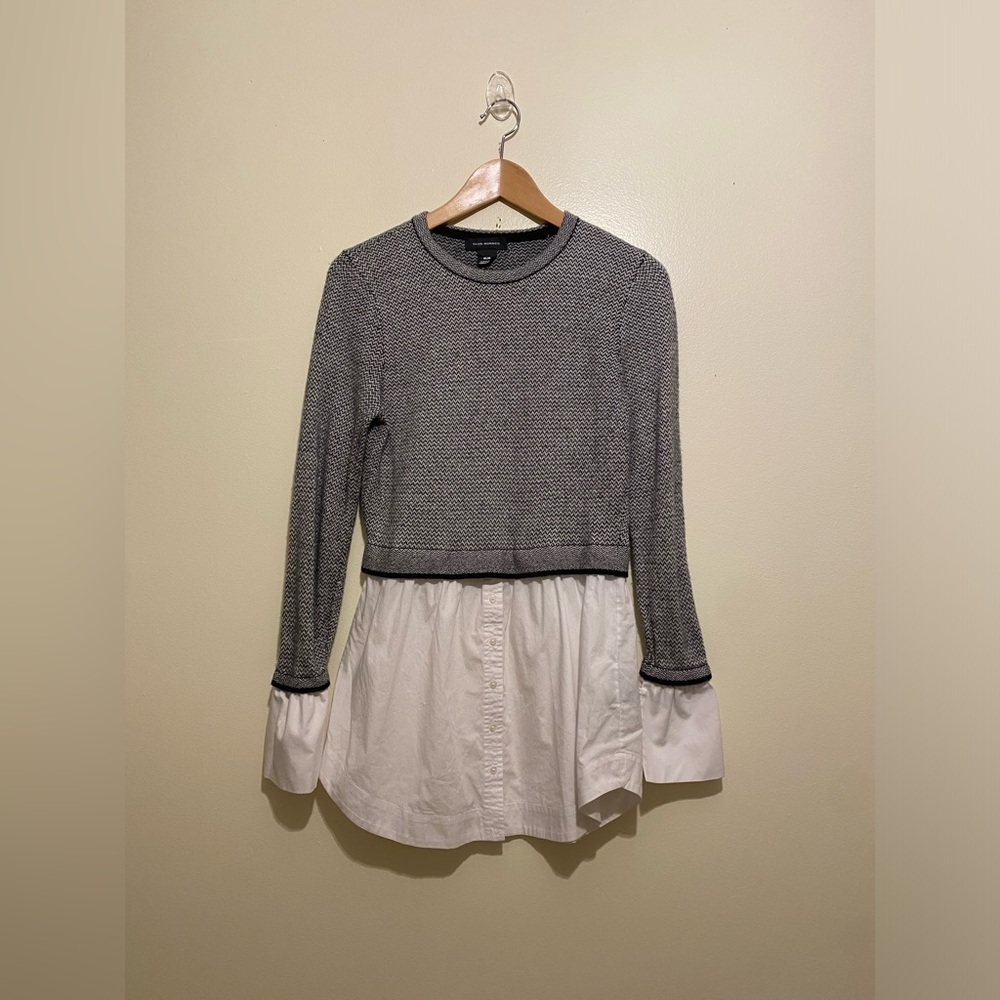 Club Monaco Black and White Layered Blouse. Size M